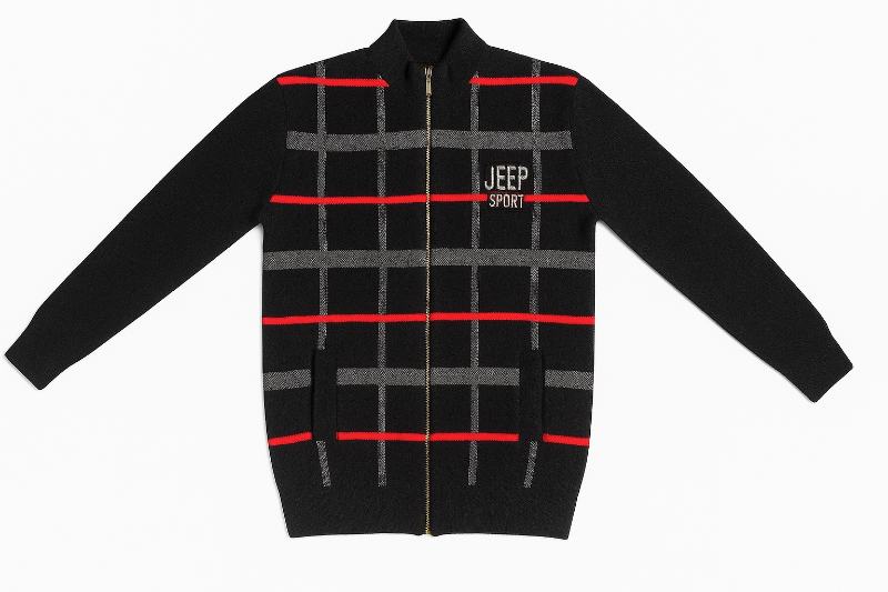 Pure Crystal Shine Wool Winter Full Sleeve Sweater For Men Black