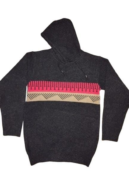 Pure Crystal Shinning Wool Winter Full Sleeve Hoddie For Men Dark Black