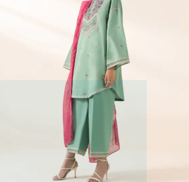 Rubika Fashion Most Hit Unstitched 3 Piece Collection Katan Silk Plain Shirt & Trouser With Organza Dupatta For Women-TPink