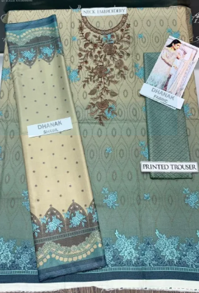 Sunaina Textile Orange Katan Silk 3 Piece Unstitched Fabric for Women/Girls