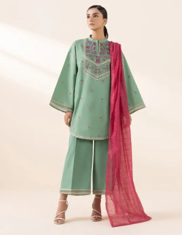 Rubika Fashion Most Hit Unstitched 3 Piece Collection Katan Silk Plain Shirt & Trouser With Organza Dupatta For Women-TPink