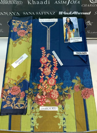 Sunaina Textile Orange Katan Silk 3 Piece Unstitched Fabric for Women/Girls