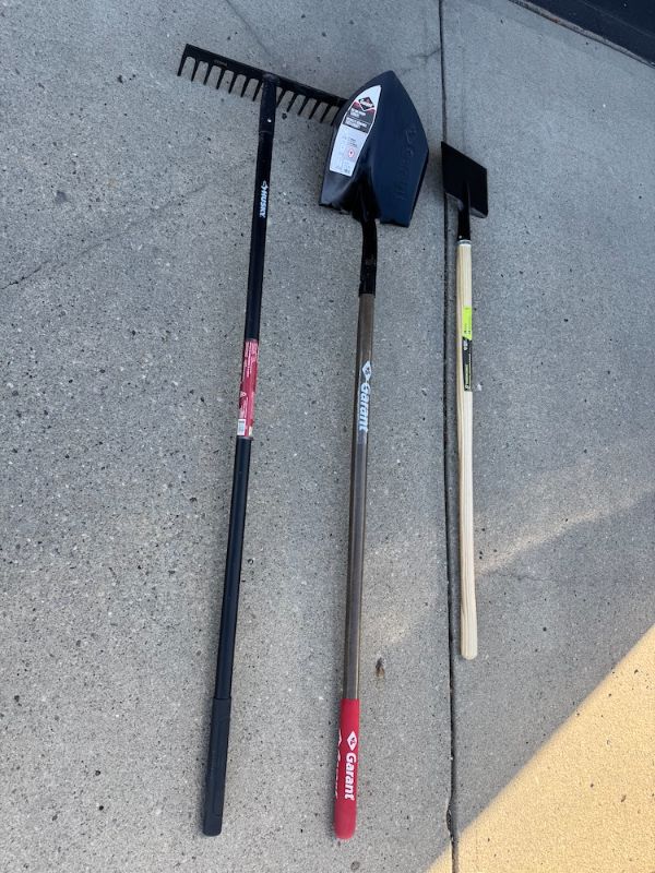 Garden Tool Bundle – Shovel, Rake & Snow Scraper (Brand New)