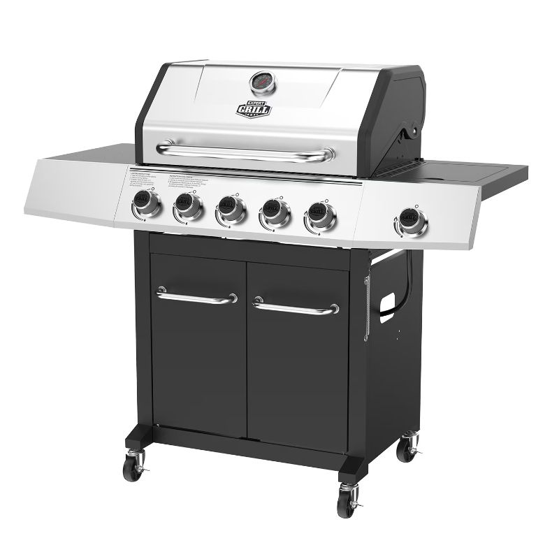 Expert Grill 5-Burner Propane Gas Grill with Side Burner, Tools, Cover & Tank (Like New)