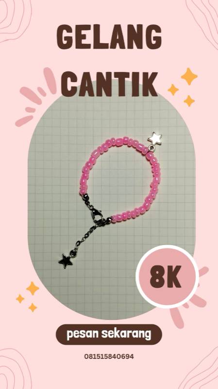 Bracelet Beads Manik Pink