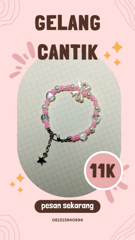 Bracelet Beads Pita Pink