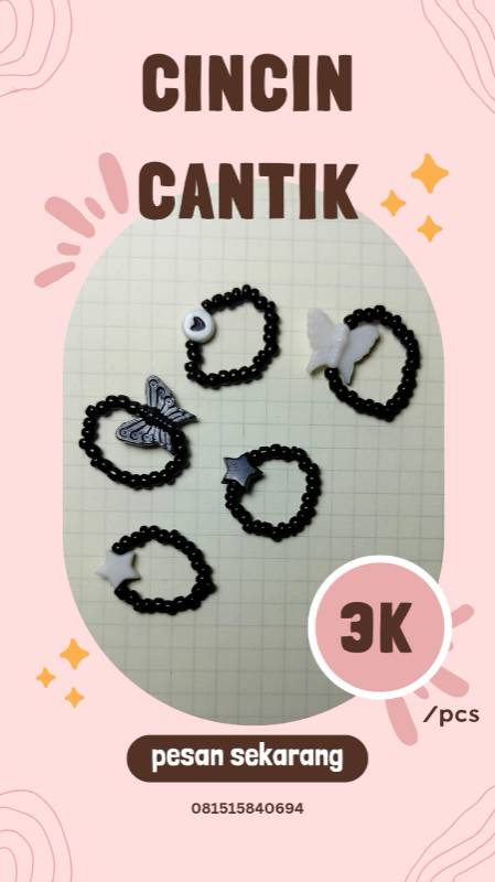 Ring Beads Manik Hitam