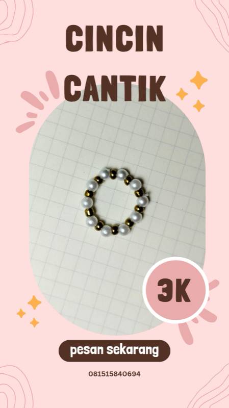 Ring Beads Mutiara and Gold
