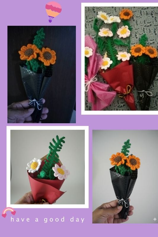 2 Daisy Flowers with Leaf