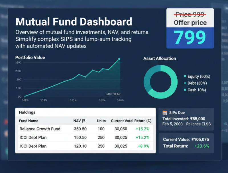 Mutual Fund Dashboard (Investments, NAV, and returns From 14300 Schemes)