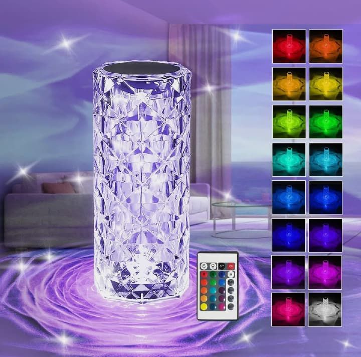 Crystal Lamp for Bedroom, RGB Lights Lamp