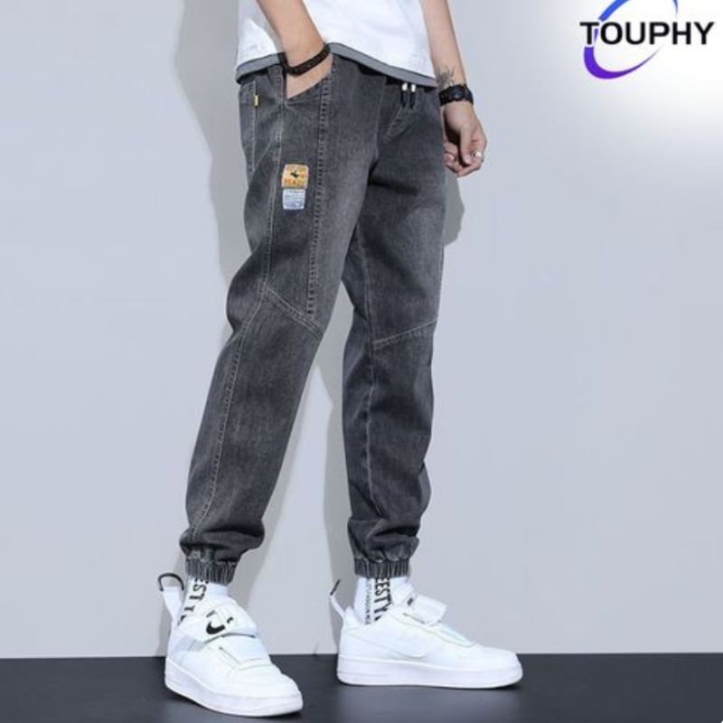 TOUPHY Pantalon Perforé En Denim à Haute élasticité Pour Homme - Gris