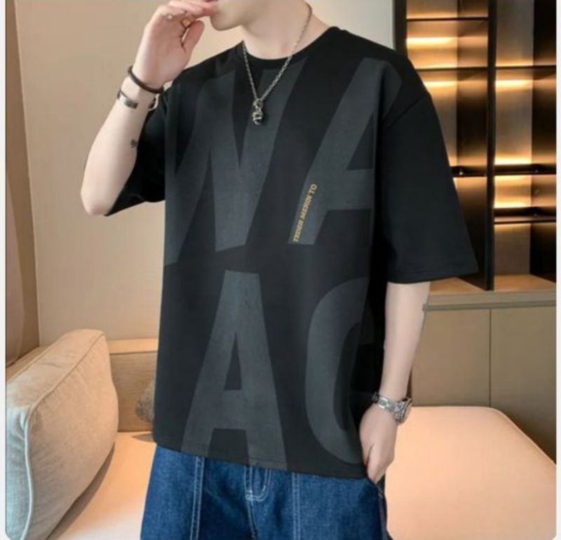 Hommes t - shirt col o manches courtes Loose Summer top hommes t - shirt imprimé col rond manches courtes Summer TOP