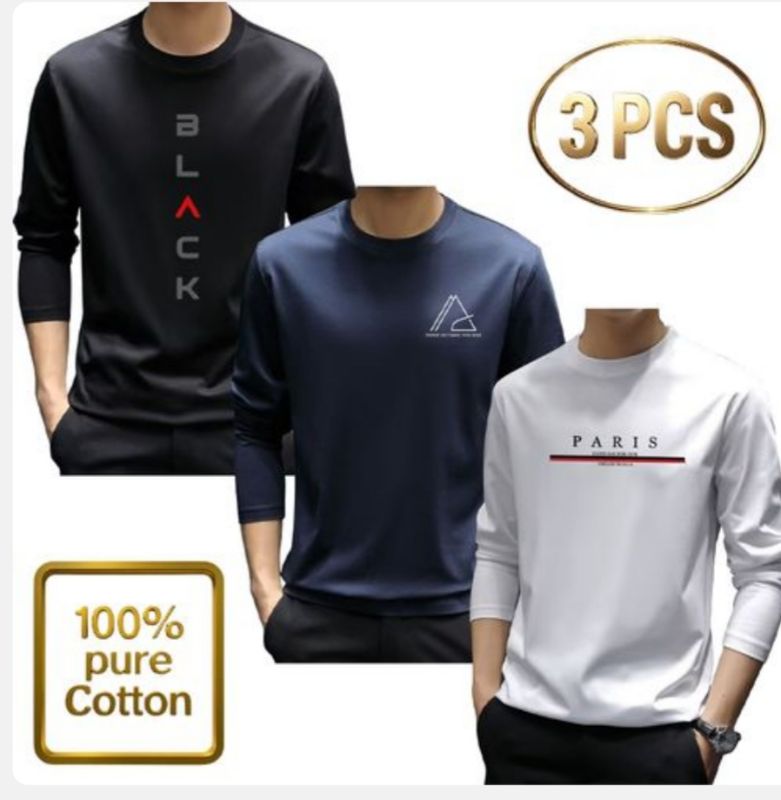 TOUPHY Lot De 3 T-Shirt Pour Homme -Noir/Bleu/Blanc