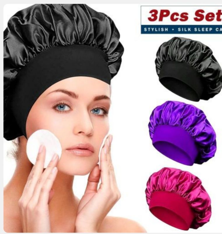 ARHANORY 3 bonnets de nuit en satin grande taille avec large bande élastique