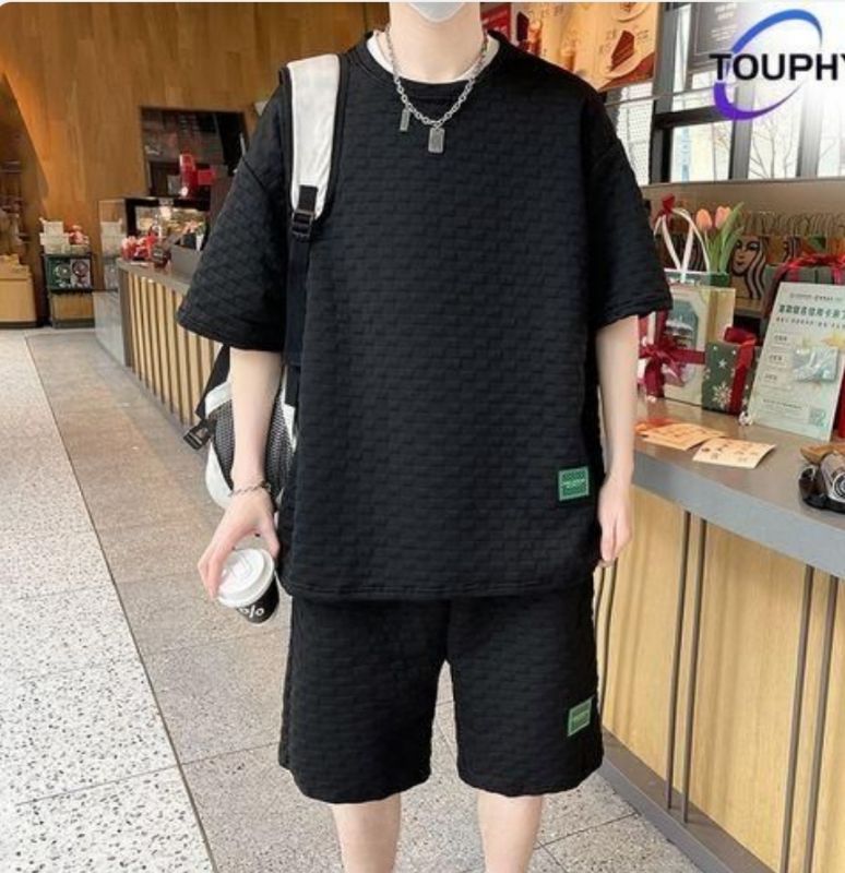 TOUPHY TOUPHY Ensemble Chemise à Manches Courtes Pour Homme Avec Pantalon Court -Noir