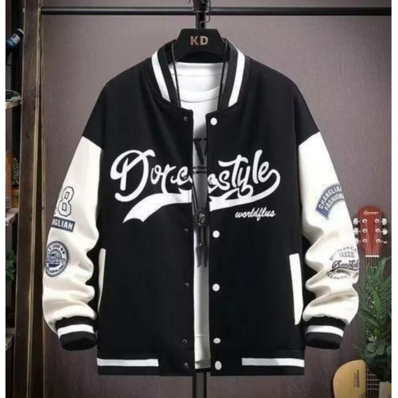 Dou-color Veste d'été fine et coupe-vent pour hommes, style blouson de baseball - Noir