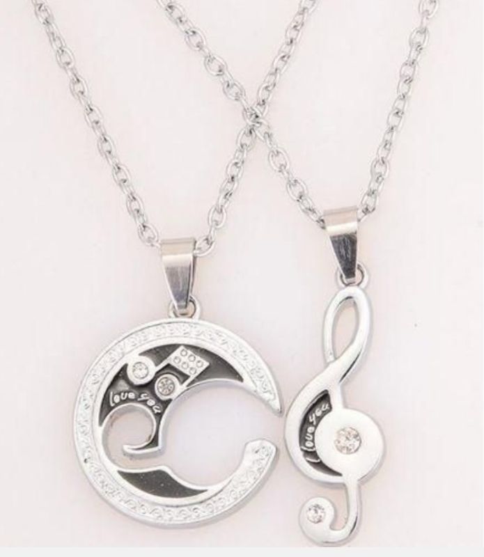 2PCS Collier d'Amoureux Bijoux Fins Colliers de Couple Chaîne Argent