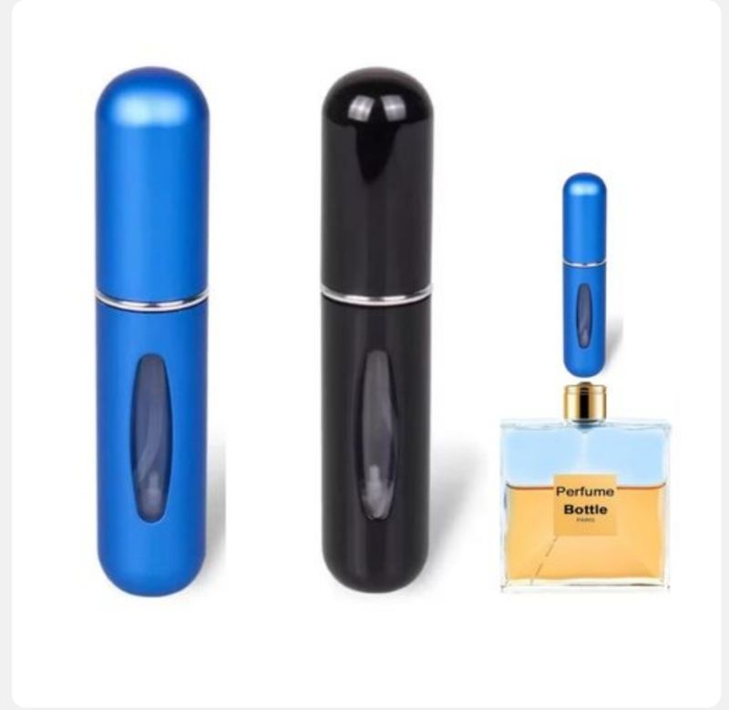 Yiliker 2 flacons de parfum avec pompe vaporisateur, flacons atomiseurs vides et rechargeables portables pour voyage, bleu et noir