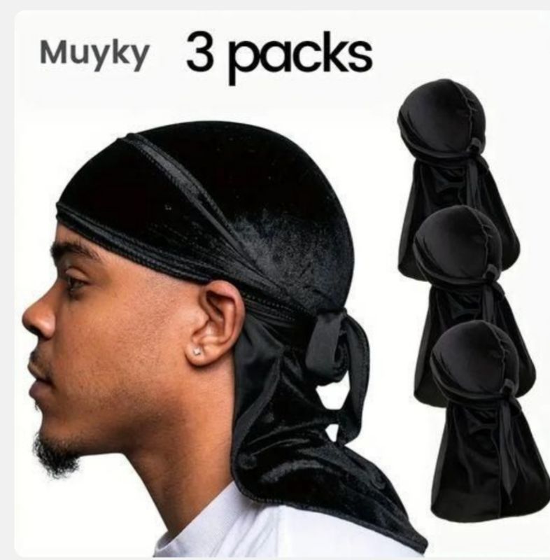 Paquet De 3 Bandes Longues Et Doubles En Velours Doux De Qualité Supérieure Chapeau - Noir