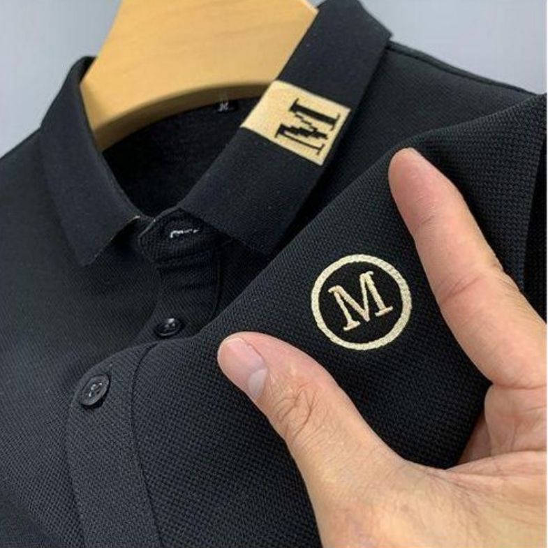 M

Dou-color Polo T-shirt homme décontracté business à manches courtes noir