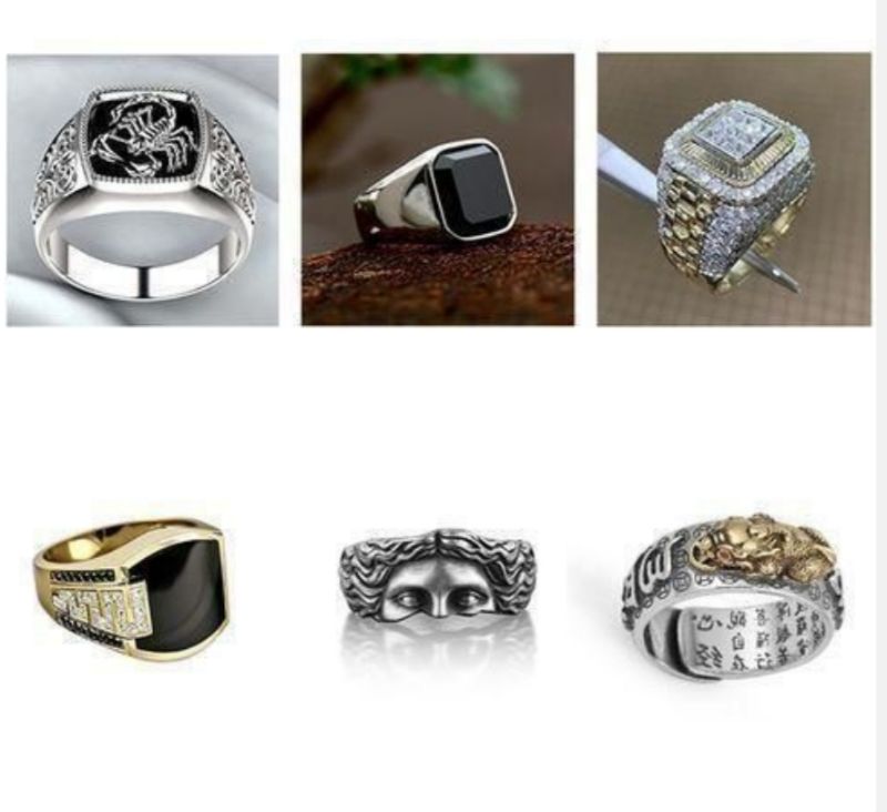 6 en 1 bagues punk hip hop pour hommes - Multi