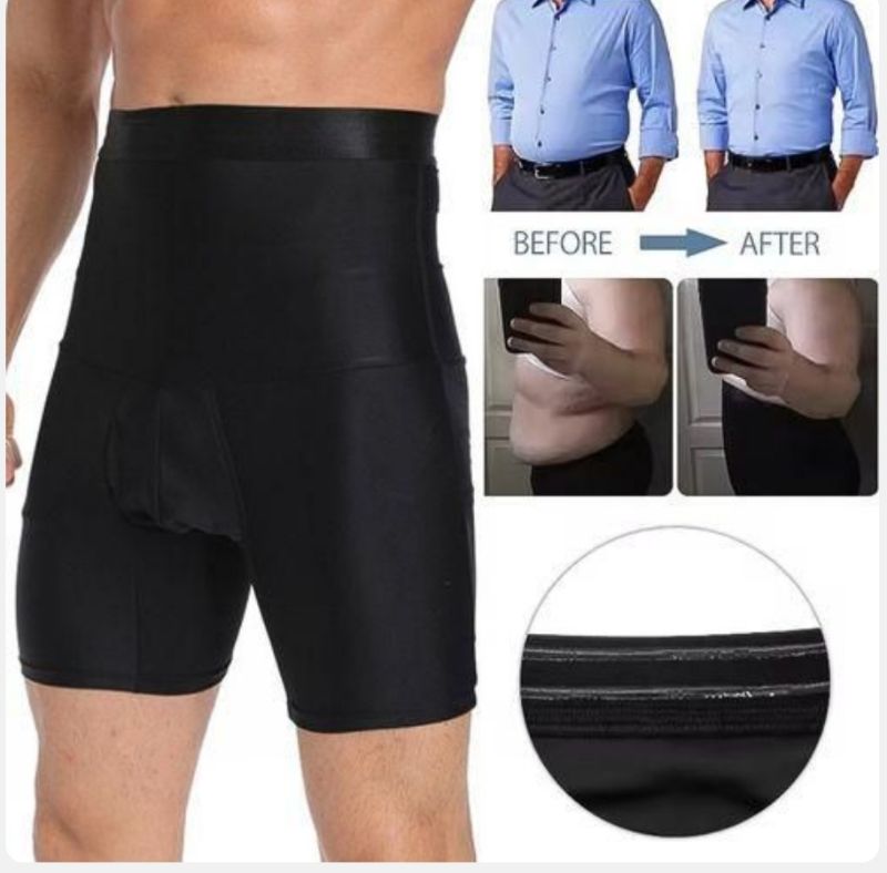 Pantalon Amincissant Taille Haute Antidérapant Pour Homme - Noir