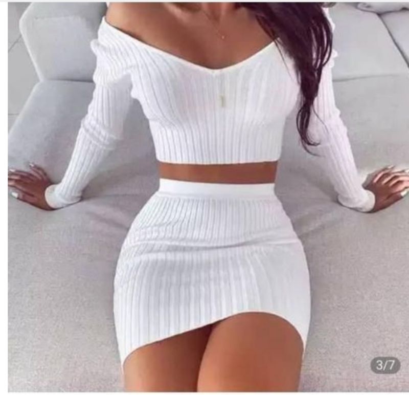 Ensemble Haut Et Jupe Sexy Pour Femme - Blanc
