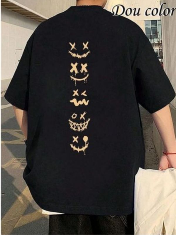 Dou-color T-shirt de mode Hip Hop pour hommes Dou-color - Noir