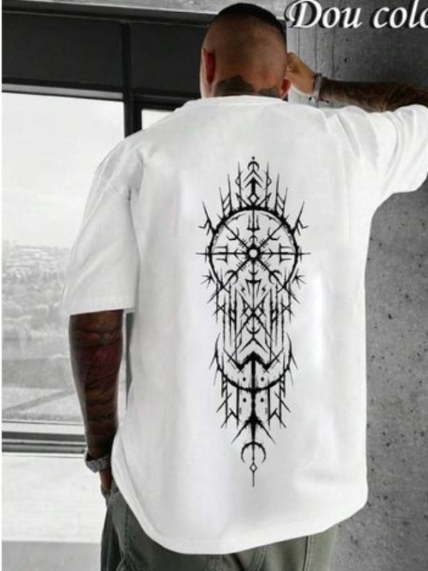 Dou-color T-shirt imprimé style niche épaissi pour homme Dou-color - Blanc