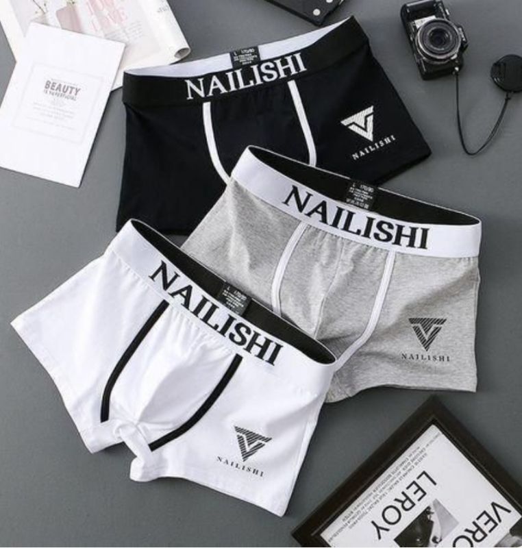 Dou-color Culotte 3 En 1 En Coton Pour Homme (Blanc Gris Noir