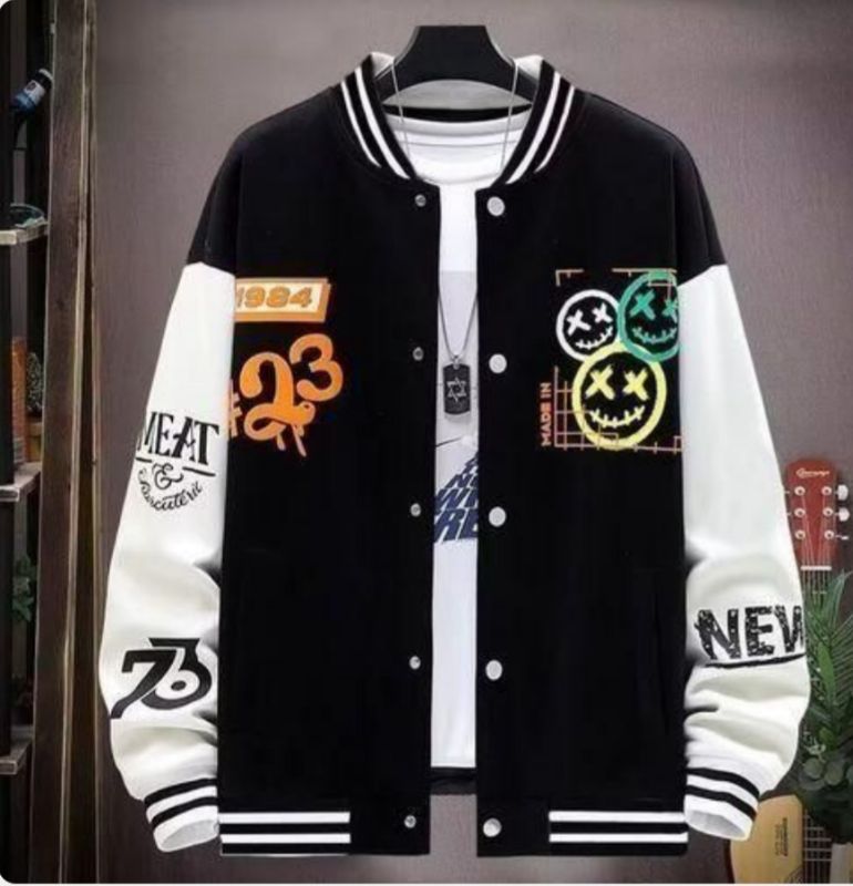 Dou-color Veste de baseball mince pour homme, mode d'été, coupe-vent - Noir