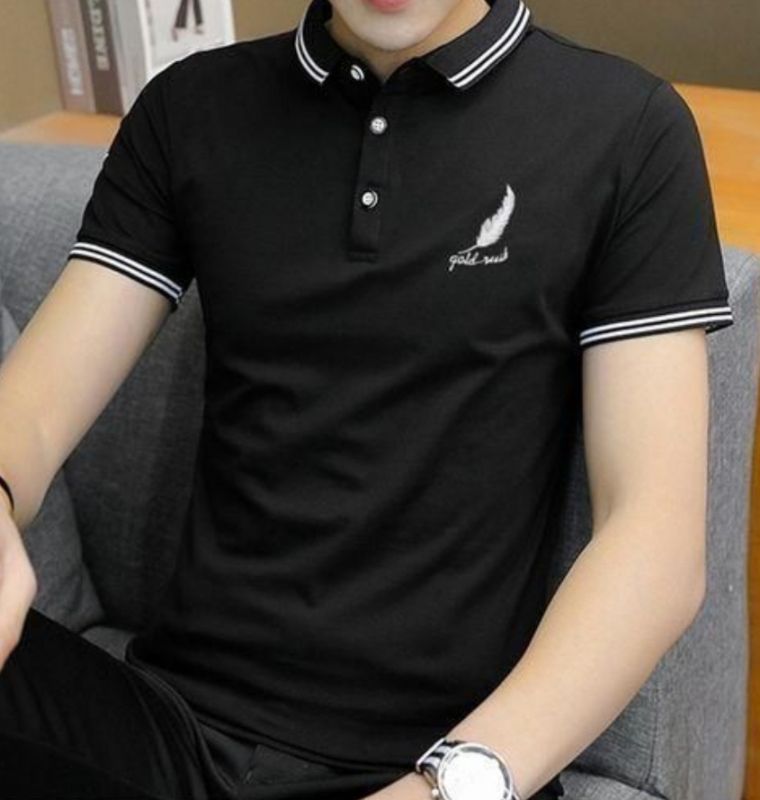 Dou-color T-Shirt Business Polos Homme - Noir