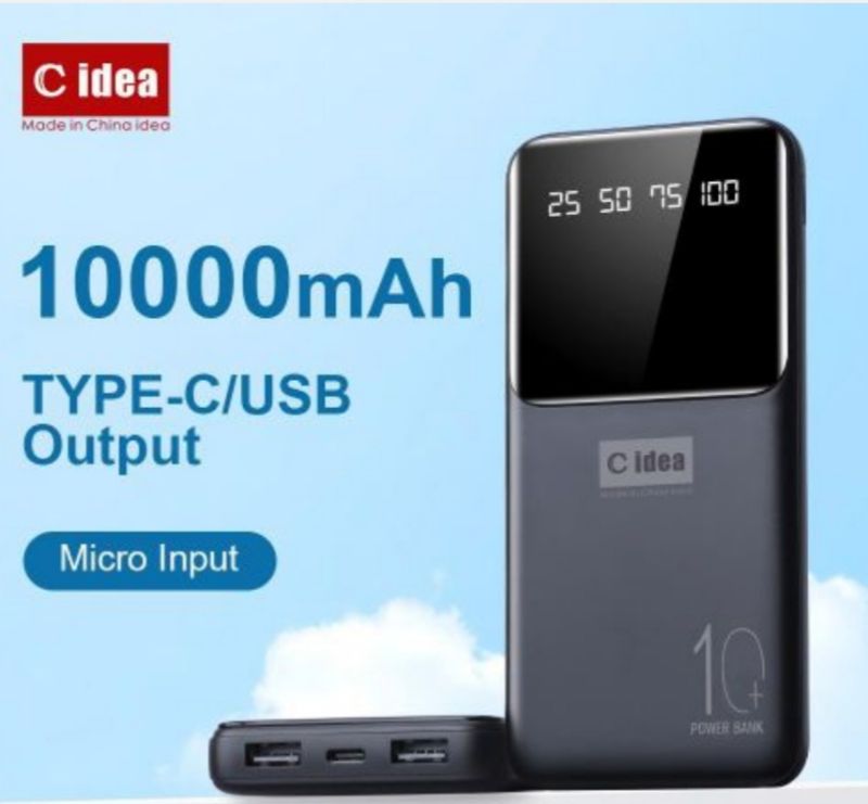 C Idea 10000 mAh Powerbank bon marché, Powerbank portable avec double sortie USB et type C