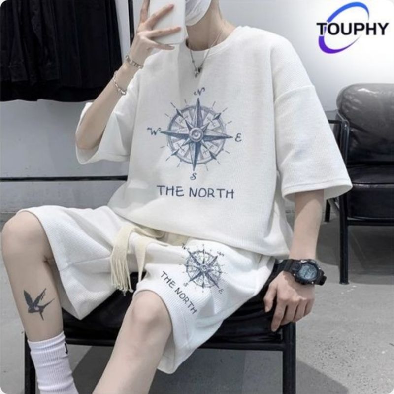 TOUPHY T-Shirt + Short Pour Homme - Blanc