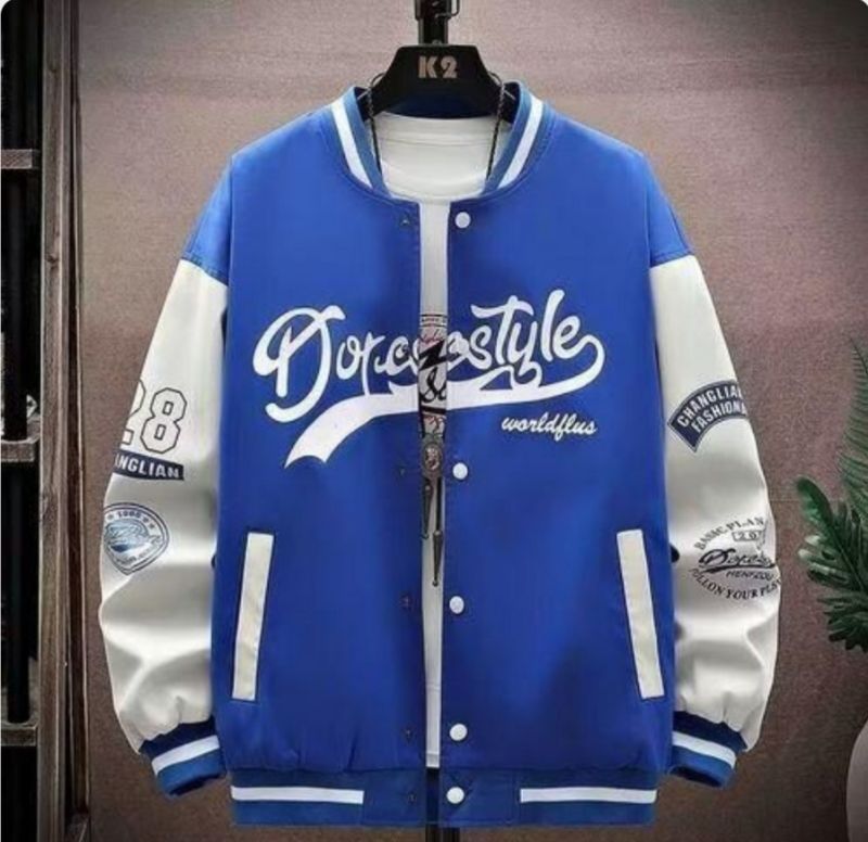 Dou-color Blouson de baseball mince d'été pour hommes à la mode résistant au vent - Bleu