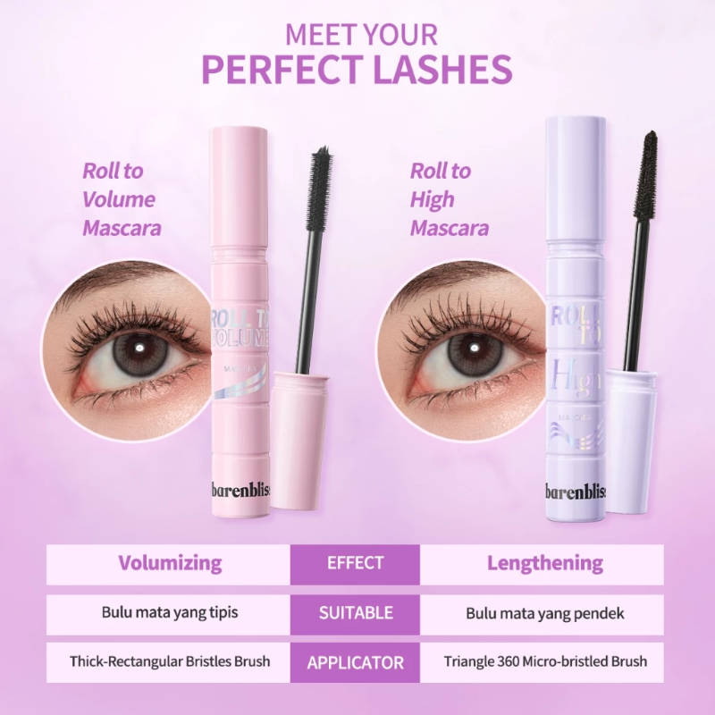 BNB barenbliss Roll To Volume & Roll To High Mascara 8g Maskara Tahan 24 Jam