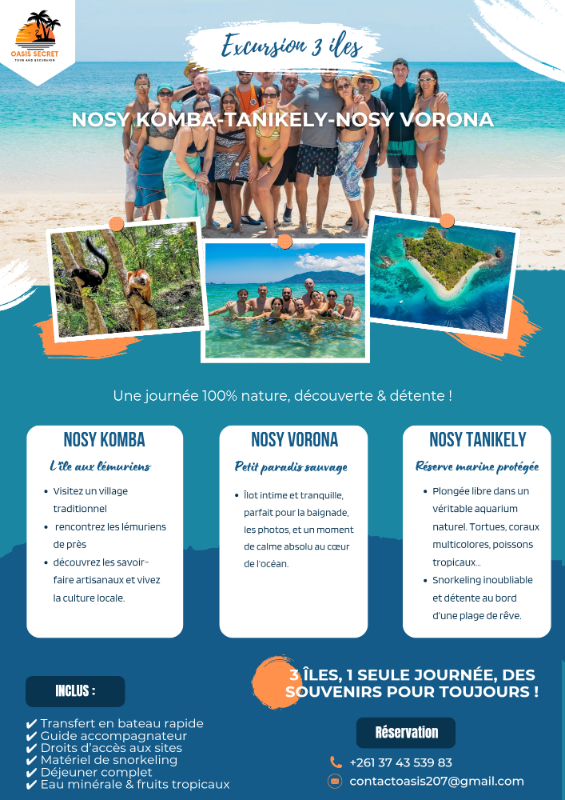 3 îles (Nosy Komba, Tanihely & Vorona)