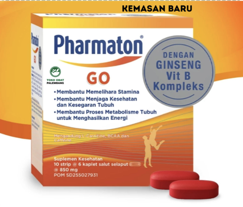 1BOX PHARMATON GO 60 KAPLET 10 STRIP KAPLET KESEHATAN TUBUH MULTIVITAMIN MINERAL SWISS FORMULA MULTIVITAMINS parmaton VIT GINSENG VIT B KOMPLEX