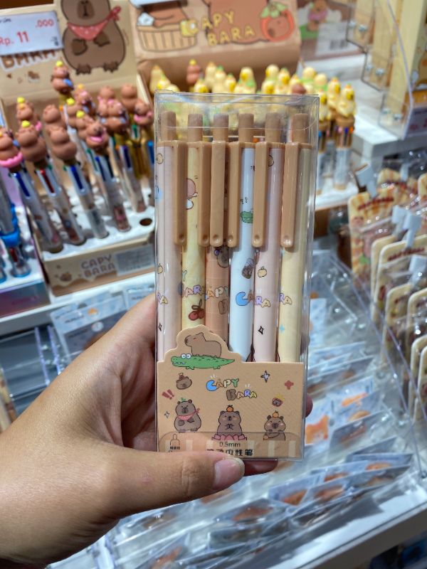 Pulpen Netral Tekan Kapibara Imut 6pcs