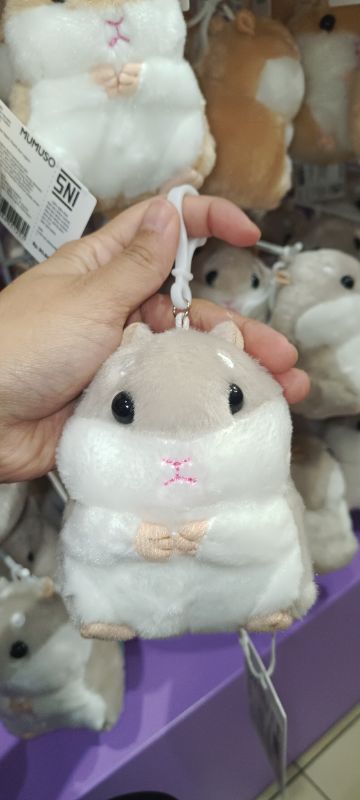 Mainan boneka Hamster gantungan kunci-Abu-abu