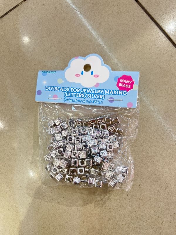 Manik-manik DIY untuk Pembuatan Perhiasan (Huruf/Perak)
