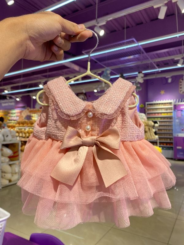 Set Gaun Tulle Pink Bergaya Chanel