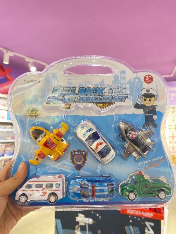 PULL BACK POLICE VEHICLES SET (6-PACK)