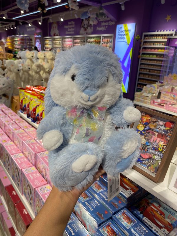 Mainan boneka Plush (Telinga kelinci terkulai pita kupu-kupu/Biru/28 cm)