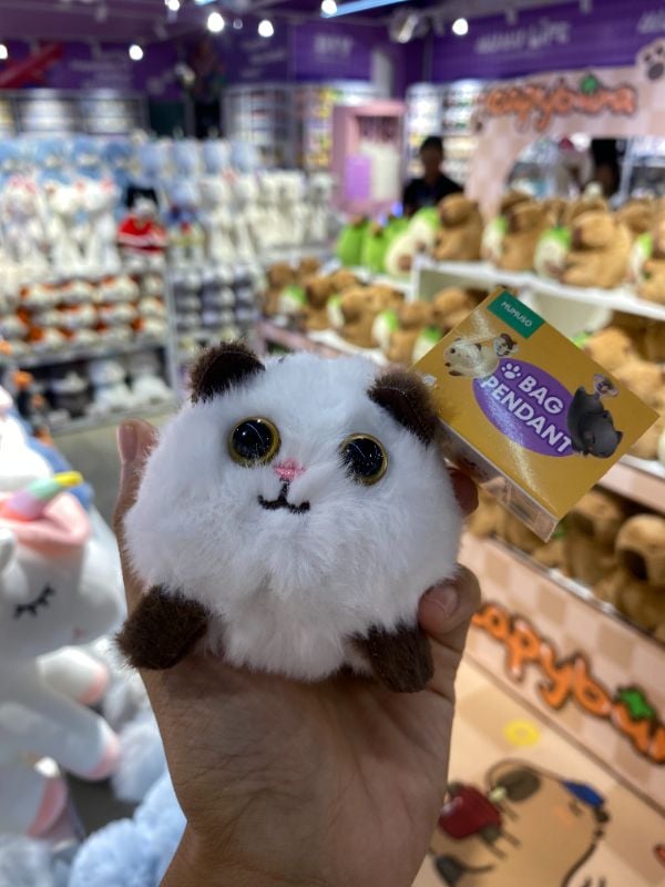 Gantungan kunci plush kucing goyang ekor-Putih