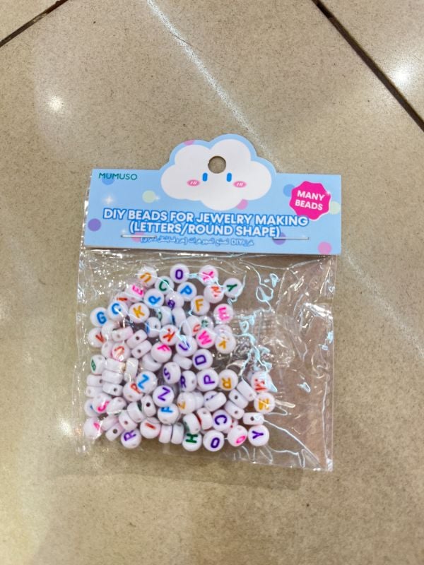 Manik-manik DIY untuk Pembuatan Perhiasan (Huruf / Bentuk Bulat)