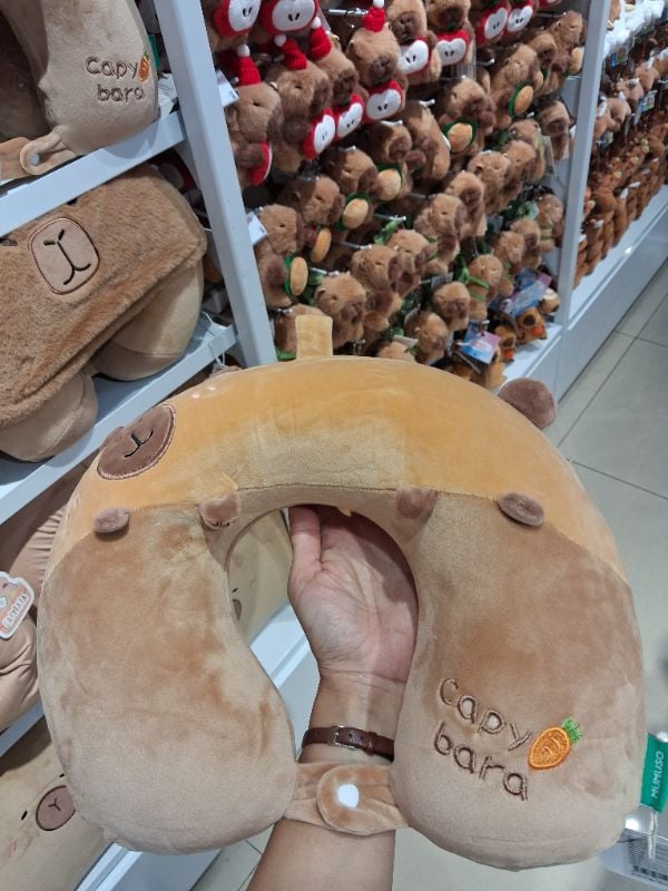 Bantal Leher U Seri Kapibara Lucu dengan Partikel Kreatif