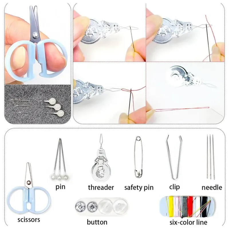 Mini Travel Sewing Kit with Case | Portable DIY Emergency Sewing Tools Set with Needles, Threads, Scissors & Buttons | Compact Beginner-Friendly Stitching Kit for Home, Travel & Quick Repairs