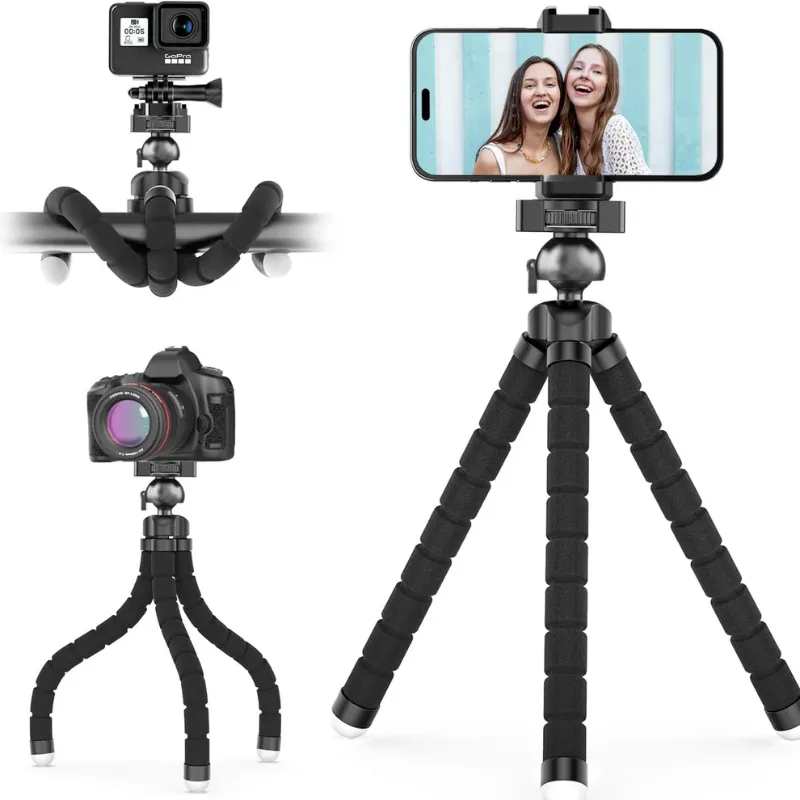 Flexible 360° Mini Tripod Stand with Universal Mobile Holder – Portable Octopus Tripod for Smartphones, GoPro & Lightweight DSLR Cameras | Vlogging, Photography & Video Recording